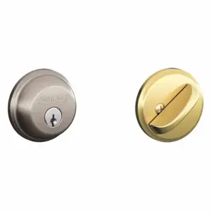 SCHLAGE B60N 619X605 Deadbolt, 1, Bright Brass/Satin Nickel, C, Different | CT9XGN 457F83