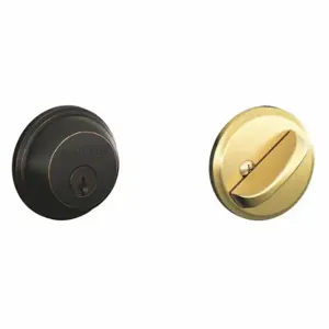 SCHLAGE B60N 716X605 Deadbolt, 1, Aged Bronze/Bright Brass, C, Different | CT9XGA 457F84