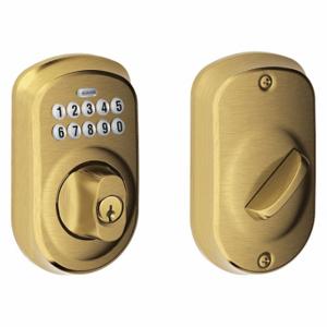 SCHLAGE BE365 PLY 609 Residential Mechanical Push Button Lockset, Deadbolt, Entry, Nonhanded, Antique Brass | CT9XFJ 457F58