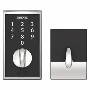 SCHLAGE BE375 CEN 625 Electronic Lock, Entry, Touch Screen Keypad, Cylindrical Mounting, Zinc Alloy | CT9ZKQ 457F67