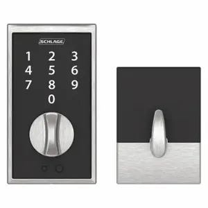 SCHLAGE BE375 CEN 626 Electronic Lock, Entry, Touch Screen Keypad, Cylindrical Mounting, Zinc Alloy | CT9ZKE 457F68