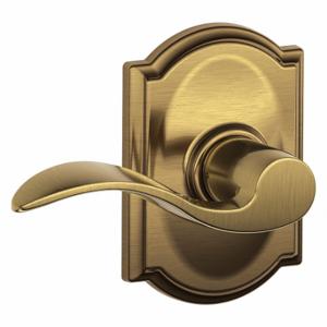 SCHLAGE F10 ACC 609 CAM Door Lever Lockset, Grade 2, Accent/Camelot, Antique Brass, Not Keyed | CT9XPB 49ZG91