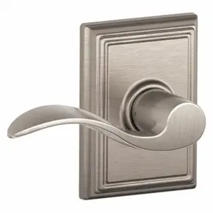 SCHLAGE F10 ACC 619 ADD Door Lever Lockset, Grade 2, Accent/Addison, Satin Nickel, Not Keyed | CT9XMR 49ZG95