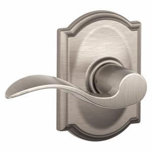 SCHLAGE F10 ACC 619 CAM Door Lever Lockset, Grade 2, Accent/Camelot, Satin Nickel, Not Keyed | CT9XQG 49ZG97