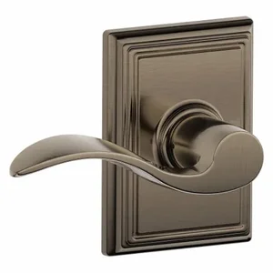 SCHLAGE F10 ACC 620 ADD Door Lever Lockset, Grade 2, Accent/Addison, Antique Pewter, Not Keyed | CT9XMF 49ZH01