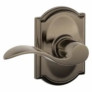 SCHLAGE F10 ACC 620 CAM Door Lever Lockset, Grade 2, Accent/Camelot, Antique Pewter, Not Keyed | CT9XPL 49ZH02