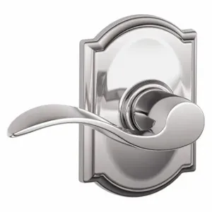 SCHLAGE F10 ACC 625 CAM Door Lever Lockset, Grade 2, Accent/Camelot, Bright Chrome, Not Keyed | CT9XPZ 49ZH11