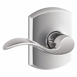 SCHLAGE F10 ACC 625 GRW Door Lever Lockset, Grade 2, Accent/Greenwich, Bright Chrome, Not Keyed | CT9XRC 457H11