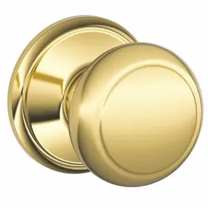 SCHLAGE F10 AND 605 Knob Lockset, 2, Andover, Bright Brass, Not Keyed | CT9ZLQ 49ZC77