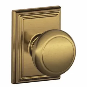 SCHLAGE F10 AND 609 ADD Knob Lockset, 2, Andover/Addison, Antique Brass, Not Keyed | CT9ZME 49ZC80