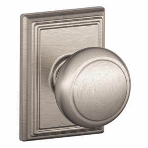 SCHLAGE F10 AND 619 ADD Knob Lockset, 2, Andover/Addison, Satin Nickel, Not Keyed | CT9ZMQ 49ZC86