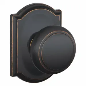 SCHLAGE F10 AND 716 CAM Knob Lockset, 2, Andover/Camelot, Antique Bronze, Not Keyed | CU2ABT 457G47