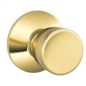 SCHLAGE F10 BEL 505 Knob Lockset, 2, Bell, Bright Brass, Not Keyed | CT9ZNT 49ZD07