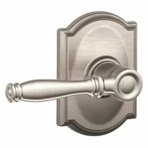 SCHLAGE F10 BIR 619 CAM Door Lever Lockset, Grade 2, Birmingham/Camelot, Satin Nickel, Not Keyed | CT9XXD 49ZH24