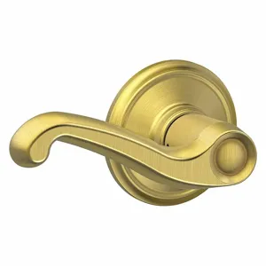 SCHLAGE F10 FLA 608 Door Lever Lockset, Grade 2, Flair, Satin Brass, Not Keyed | CT9ZGG 457H39