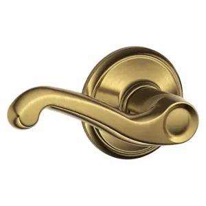 SCHLAGE F10 FLA 609 Door Lever Lockset, Grade 2, Flair, Antique Brass | CT9YCJ 45EH86