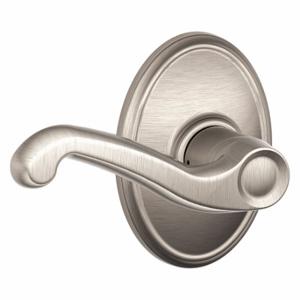 SCHLAGE F10 FLA 619 WKF Door Lever Lockset, Grade 2, Flair/Wakefield, Satin Nickel, Not Keyed | CT9YHN 49ZJ19