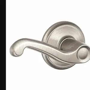 SCHLAGE F10 FLA 619 Door Lever Lockset, Grade 2, Flair, Satin Nickel, Not Keyed | CT9YDN 54XU63