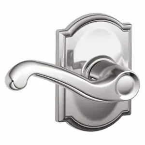 SCHLAGE F10 FLA 625 CAM Door Lever Lockset, Grade 2, Flair/Camelot, Bright Chrome, Not Keyed | CT9YGF 49ZJ25