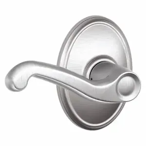 SCHLAGE F10 FLA 626 WKF Door Lever Lockset, Grade 2, Flair/Wakefield, Satin Chrome, Not Keyed | CT9YHH 49ZJ28