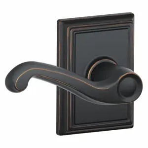 SCHLAGE F10 FLA 716 ADD Door Lever Lockset, Grade 2, Flair/Addison, Antique Bronze, Not Keyed | CT9YDY 49ZJ29