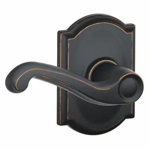 SCHLAGE F10 FLA 716 CAM Door Lever Lockset, Grade 2, Flair/Camelot, Antique Bronze, Not Keyed | CT9ZFL 49ZJ31