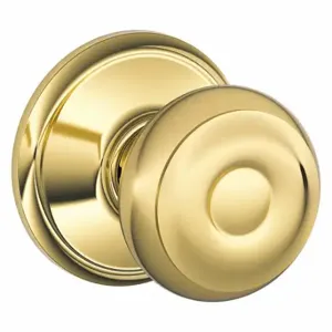 SCHLAGE F10 GEO 505 Lifetime Knob Lock, 2, Georgian, Bright Brass | CU2AFK 45EH90