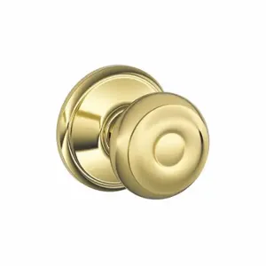 SCHLAGE F10 GEO 605 Knob Lock, 2, Georgian, Bright Brass | CU2AEH 45EH91