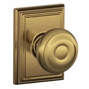 SCHLAGE F10 GEO 609 ADD Knob Lockset, 2, Georgian/Addison, Antique Brass, Not Keyed | CT9ZPP 49ZD15