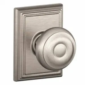 SCHLAGE F10 GEO 619 ADD Knob Lockset, 2, Georgian/Addison, Satin Nickel, Not Keyed | CT9ZQM 49ZD19