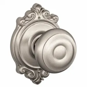 SCHLAGE F10 GEO 619 BRK Knob Lockset, 2, Georgian/Brookshire, Satin Nickel, Not Keyed | CT9ZRG 49ZD20