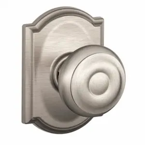 SCHLAGE F10 GEO 619 CAM Knob Lockset, 2, Georgian/Camelot, Satin Nickel, Not Keyed | CT9ZTN 49ZD21