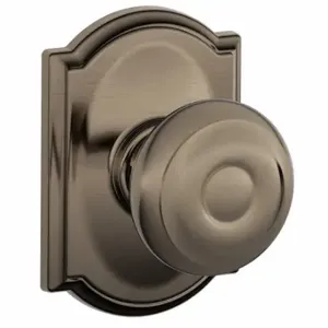 SCHLAGE F10 GEO 620 CAM Knob Lockset, 2, Georgian/Camelot, Antique Pewter, Not Keyed | CT9ZRW 49ZD24