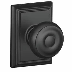 SCHLAGE F10 GEO 622 ADD Knob Lockset, 2, Georgian/Addison, Matte Black, Not Keyed | CT9ZQH 49ZD28