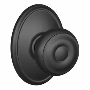 SCHLAGE F10 GEO 622 WKF Knob Lockset, 2, Georgian/Wakefield, Matte Black, Not Keyed | CT9ZUD 49ZD31