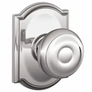 SCHLAGE F10 GEO 625 CAM Knob Lockset, 2, Georgian/Camelot, Chrome, Not Keyed | CT9ZTD 49ZD33