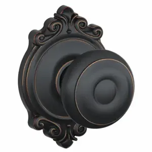 SCHLAGE F10 GEO 716 BRK Knob Lockset, 2, Georgian/Brookshire, Antique Bronze, Not Keyed | CT9ZQX 49ZD36