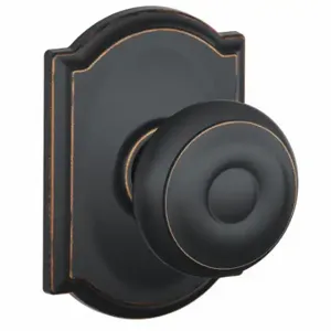 SCHLAGE F10 GEO 716 CAM Knob Lockset, 2, Georgian/Camelot, Antique Bronze, Not Keyed | CT9ZRR 49ZD37