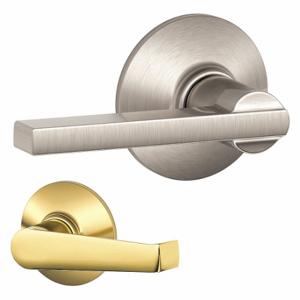 SCHLAGE F10 LAT 619 ELA 605 Door Lever Lockset, Grade 2, Latitude/Elan, Bright Brass/Satin Nickel | CT9YKR 457H43