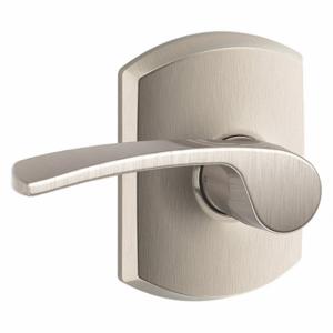 SCHLAGE F10 MER 619 GRW Door Lever Lockset, Grade 2, Merano/Greenwich, Satin Nickel, Not Keyed | CT9YPH 457H53