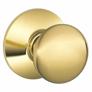 SCHLAGE F10 PLY 505 Lifetime Knob Lock, 2, Plymouth, Bright Brass | CU2AFQ 45EJ15