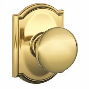 SCHLAGE F10 PLY 605 CAM Knob Lockset, 2, Plymouth/Camelot, Bright Brass, Not Keyed | CT9ZWH 49ZD47