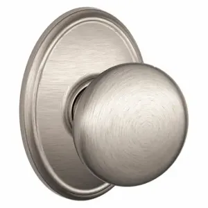 SCHLAGE F10 PLY 619 WKF Knob Lockset, 2, Plymouth/Wakefield, Satin Nickel, Not Keyed | CU2ACU 457G51