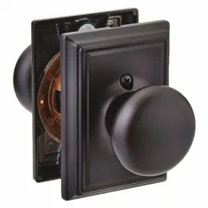 SCHLAGE F10 PLY 622 ADD Knob Lockset, 2, Plymouth/Addison, Black Powder Coat, Not Keyed | CU2ACR 457G52