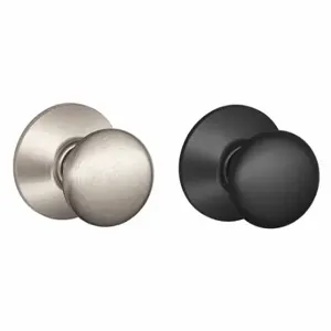 SCHLAGE F10 PLY 622X619 Knob Lockset, 2, Plymouth, Satin Nickel, Not Keyed | CU2ACP 457G53