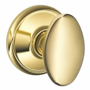 SCHLAGE F10 SIE 605 Knob Lockset, 2, Siena, Bright Brass, Not Keyed | CT9ZXE 49ZD58