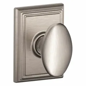 SCHLAGE F10 SIE 619 ADD Knob Lockset, 2, Siena/Addison, Satin Nickel, Not Keyed | CT9ZXR 49ZD67