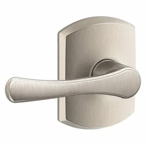 SCHLAGE F10 VLA 619 GRW Door Lever Lockset, Grade 2, Avila/Greenwich, Satin Nickel, Not Keyed | CT9ZFR 457H65