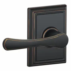 SCHLAGE F10 VLA 716 ADD Door Lever Lockset, Grade 2, Avila/Addison, Antique Bronze, Not Keyed | CT9XVK 49ZJ93