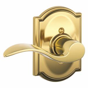SCHLAGE F170 ACC 605 CAM LH Door Lever Lockset, Grade 2, Accent/Camelot, Bright Brass, Not Keyed | CT9XPU 49ZJ98